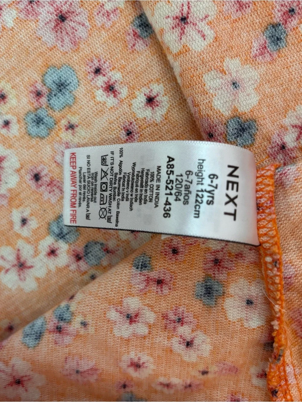 Next Girls 6-7 Years Orange Floral Corduroy Long Sleeve Dress Floral Fall